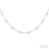 1.00 Ctw Bezel Set Round Cut Diamond Station Necklace in 14K White Gold
